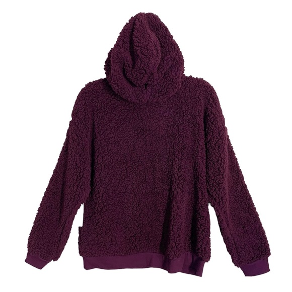 Zella Faux Shearling Pullover Hoodie Kangaroo Pocket Purple Women’s Size Large - Picture 2 of 3